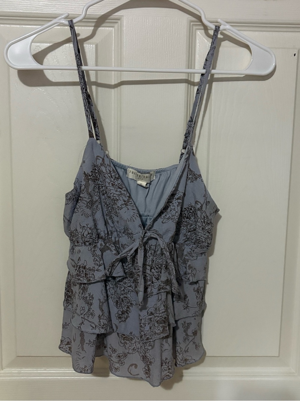 Thirty-Thirty Floral Ruffle Tie-Front Cami